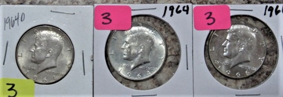 1964-D, 64, 66 Kennedy Half Dollars