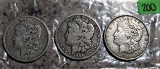 1889-O, 1901-O, 1921-D Morgan Dollars