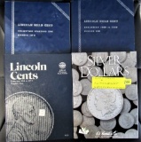 Silver Dollars Book & 3 Lincoln Cent Books