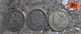 1891-O, 1899-O, 1921-S Morgan Dollars