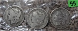 1881, 1883-O, 1888-O Morgan Dollars