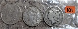1881-O, 1882, 1896-O Morgan Dollars