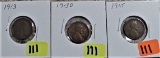 1913, 1913-D, 1915 Lincoln Cents