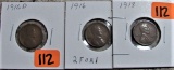 1916-D, 1916, 1918 Lincoln Cents