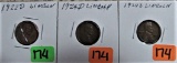 1922-D, 1924-D, 1924-S Lincoln Cents