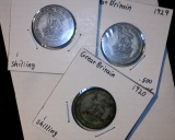 3 Great Britain Shillings .500 Silver