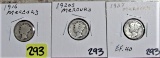 1916, 1920-S, 1937 Mercury Dimes