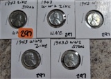 (4) 1943, 1943-D Zinc Cents