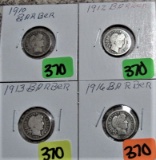 1910, 1912, 1913, 1916 Barber Dimes