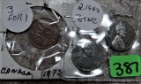 1973 Canada Cent, (2) 1943 Zinc Cents
