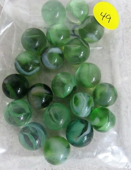 20 green swirl marbles