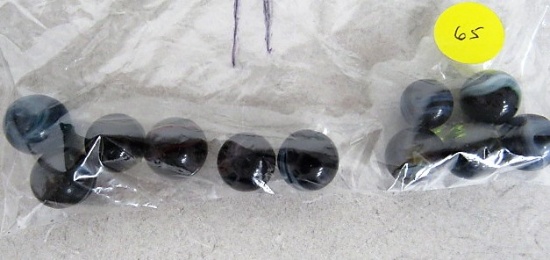 11 dark colored swirl marbles