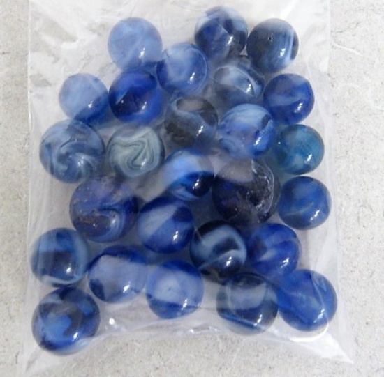 26 blue swirl marbles