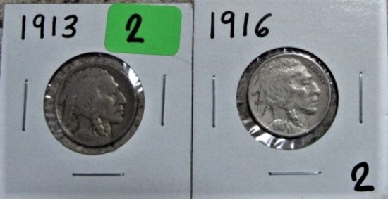 1913, 1916 Buffalo Nickel