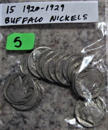 (15) 1920-1929 Buffalo Nickels