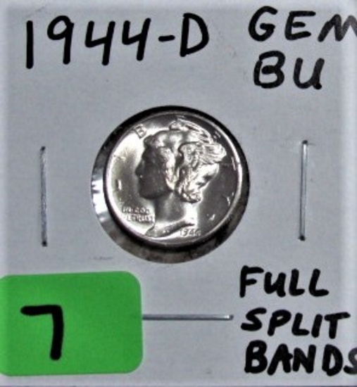 1944-D Gem BU Mercury Dimes