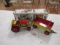 Tin toy tractor & wagon w/box
