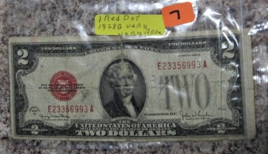 1928G Red Dot $2 Note