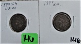 1890, 1897 Indian Head Cents