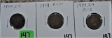 1890, 1898, 1899 Indian Head Cents