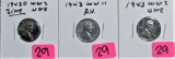 3 WW2 Zinc Cents