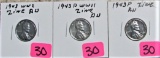 3 WW2 Zinc Cents