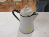 black & white enamel coffee pot