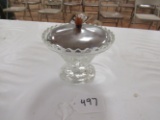 cut glass candy dish w/ stainless lid