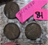 (3) 1929-D Lincoln Cents