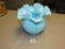 Fenton Blue Milk Glass Hobnail Vase
