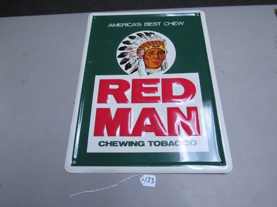 Metal Red Man Tobacco Advertising Sign 16" X 12"