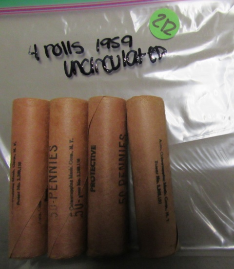 4 Rolls of Uncirculated 1959 Cents