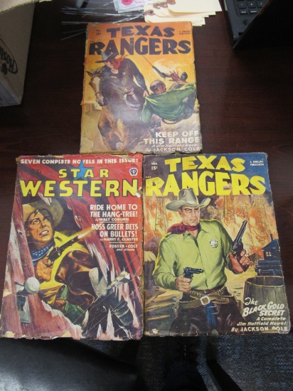 2 Texas Ranger book and 1 Star Western Book
