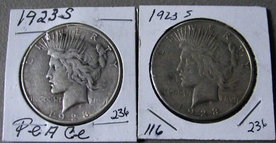 (2) 1923S Peace Dollars