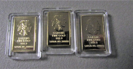 (3) 5 gram gold bars