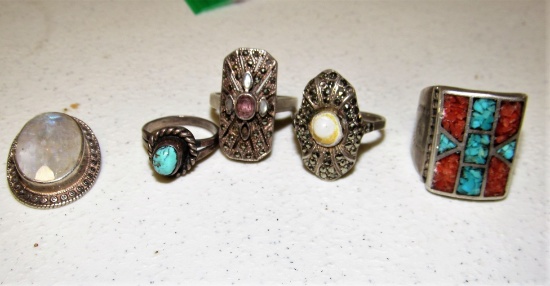 5 Various Rings with stones