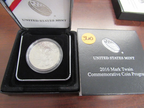 2016 Mark Twain Comm. Coin90% silver dollar
