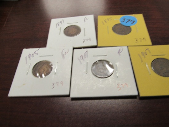 5 Indian head pennies