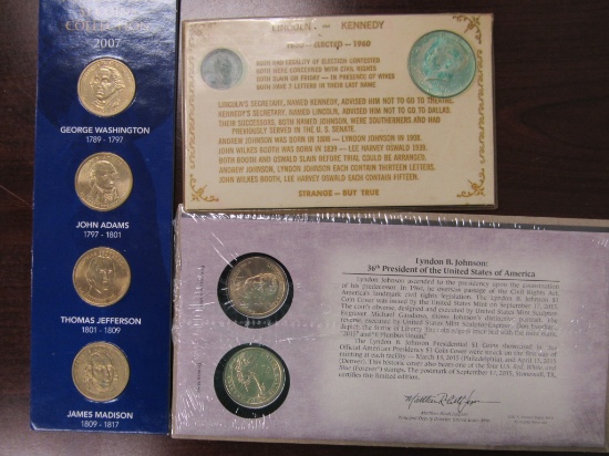 1964 Kennedy Half, LBJ Dollars, 2007 $1 Presidents Coins