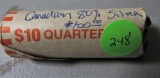 Roll of Canadian Silver Quarters 80%