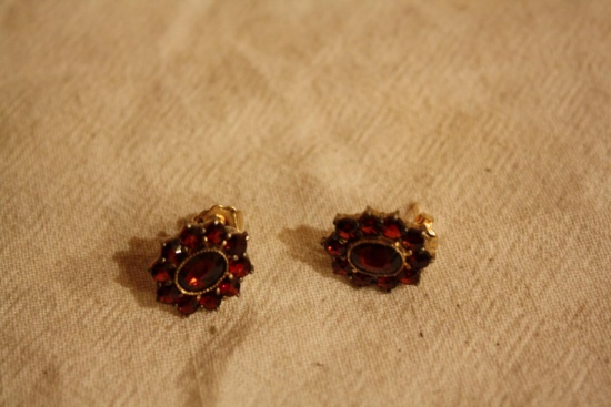 Garnet Earrings-Dark Red