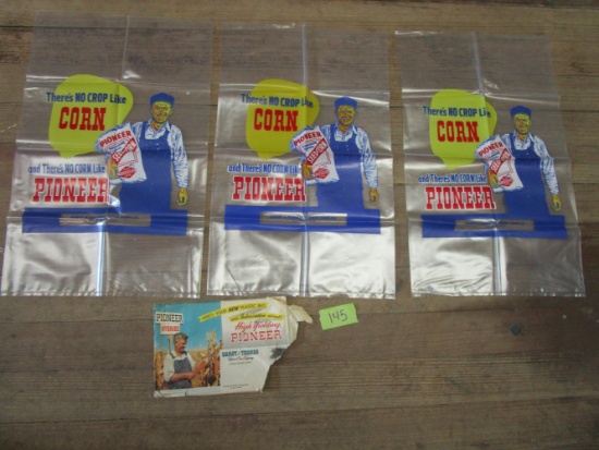 (3) 1950s Pioneer Garst and Thomas Clear Plastic Bags
