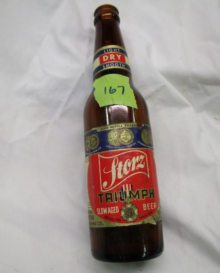 Old Storz Beer Bottle w/Paper Label