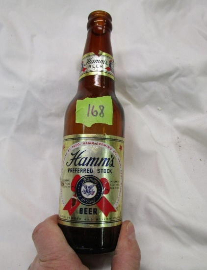 Old Hamms Beer Bottle w/Paper Label