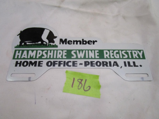 Old Hampshire Pig Swine Registry License Plate Topper Sign