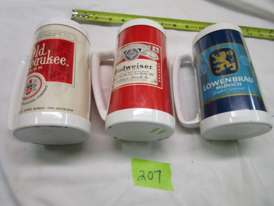 3 Thermos Brand Beer Mugs