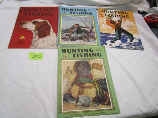 4 Issues of 1936 Hunting and Fishing Magazine
