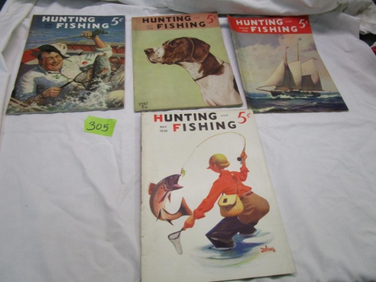 4 Issues of 1938 Hunting and Fishing Magazine