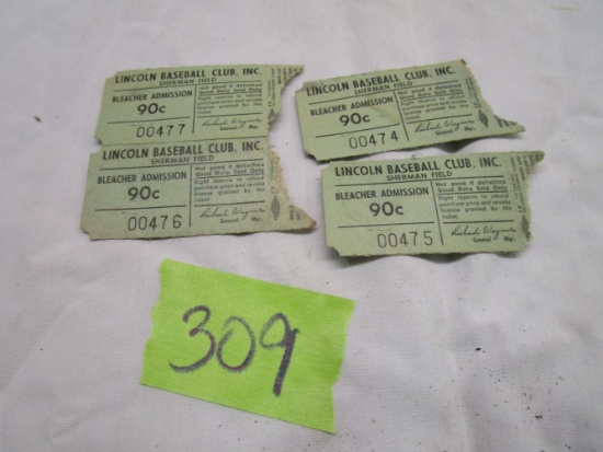 Old Bleacher Admission Tickets to the Minor League