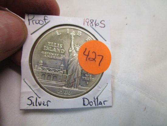 1986-S Ellis Island Proof Silver Dollar